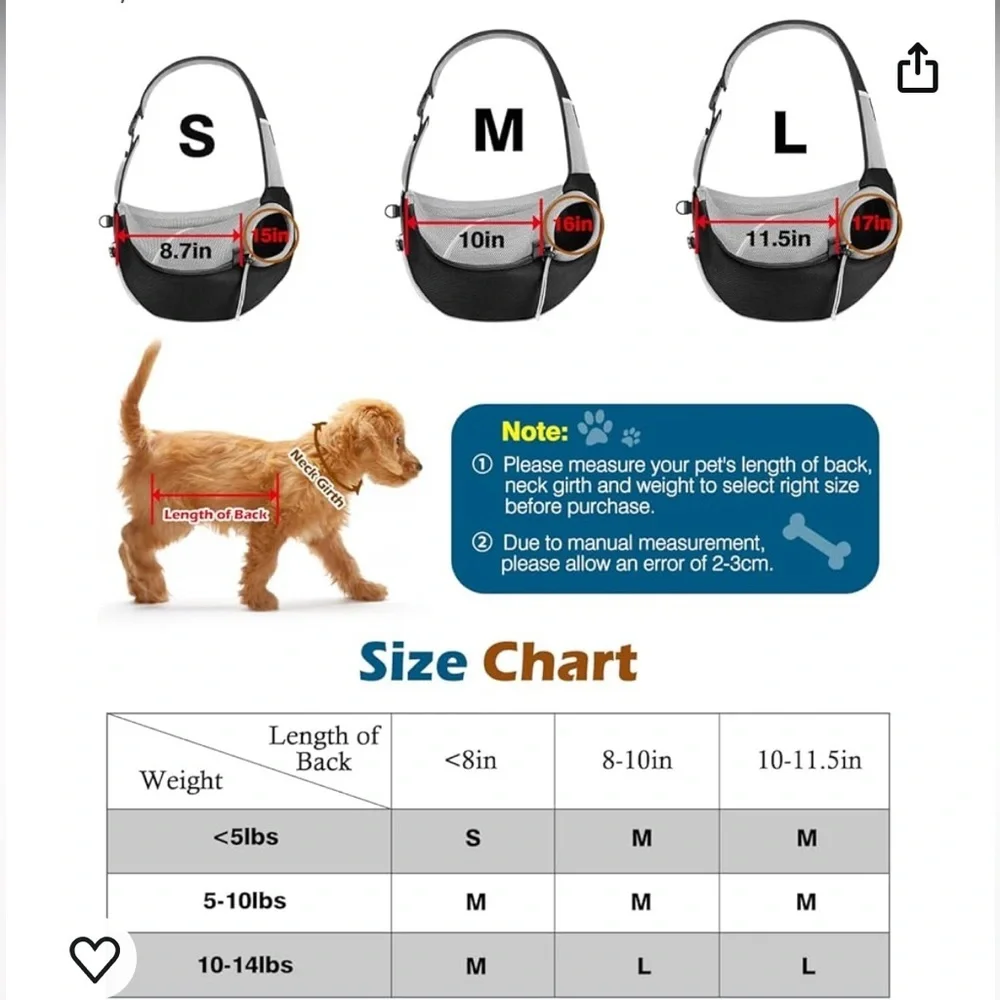 Pawaboo Pet Carrier Messenger Style Grey and Black Bag Fits a 5-10lbs dog NWT